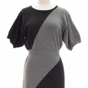Women's Knit Sweater Dress Gray Black Size L New